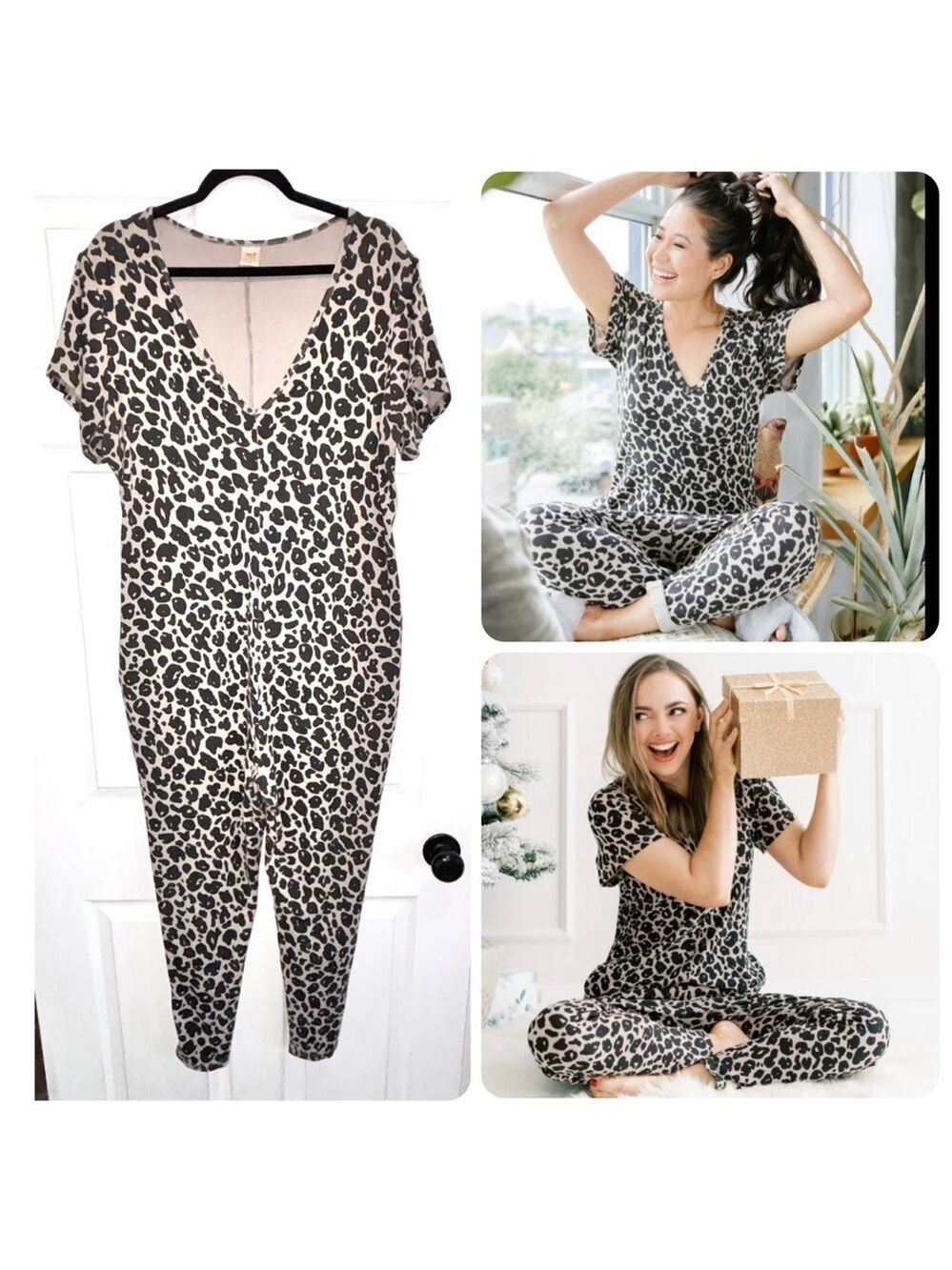 Smash + Tess The Sunday Romper in Lexi Leopard Animal Print Black Tan Size Large